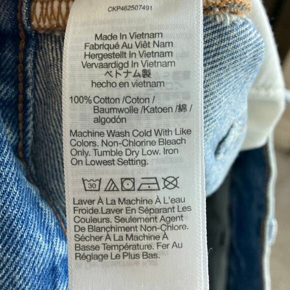 Madewell Womens Shorts Blue Denim Relaxed Mid Length Distressed 100% Cotton 25 - Picture 6 of 12